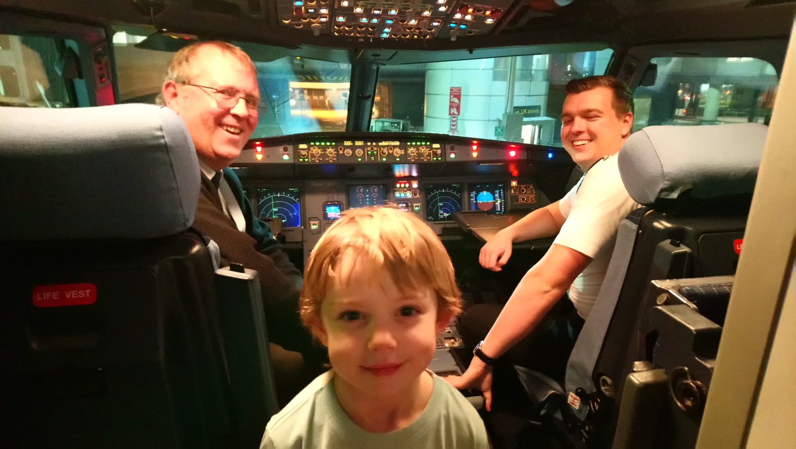 Meeting the pilots in the cockpit