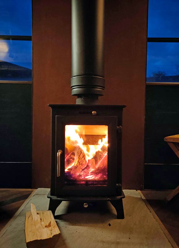 log burning stove van conversion
