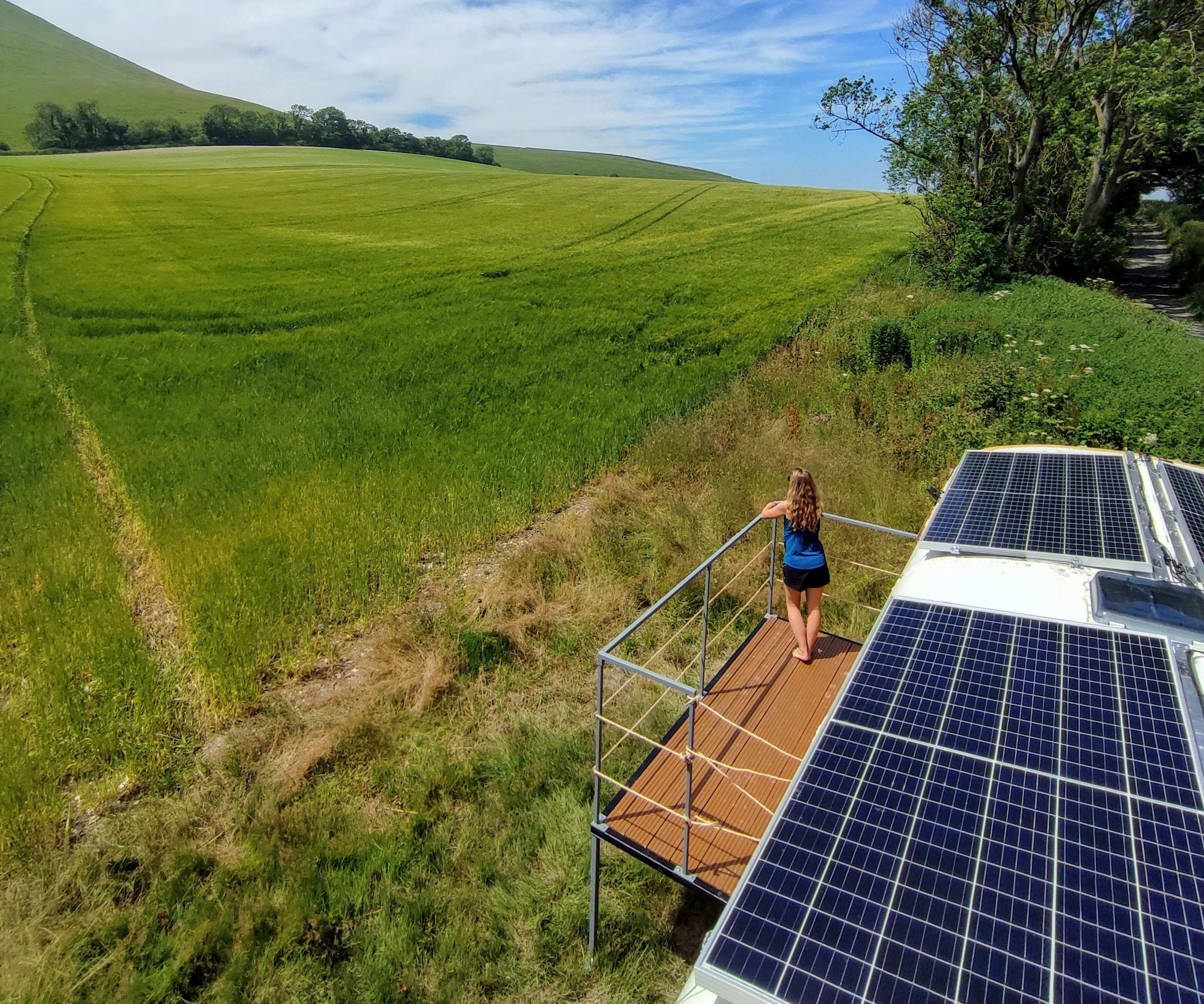 Solar panels on a skoolie