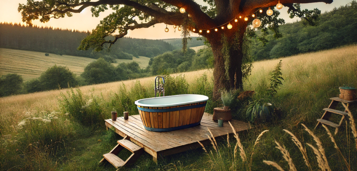 glamping hot tub countryside