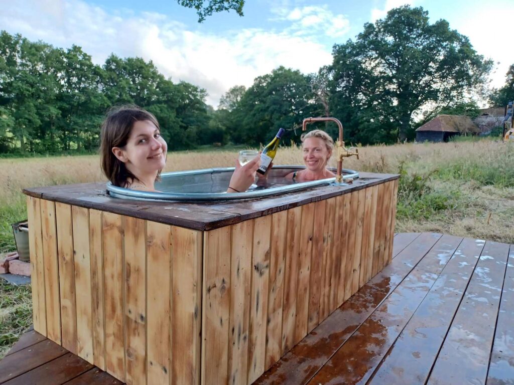 glaping in sussex with a hot tub at a quirky and unique cabin