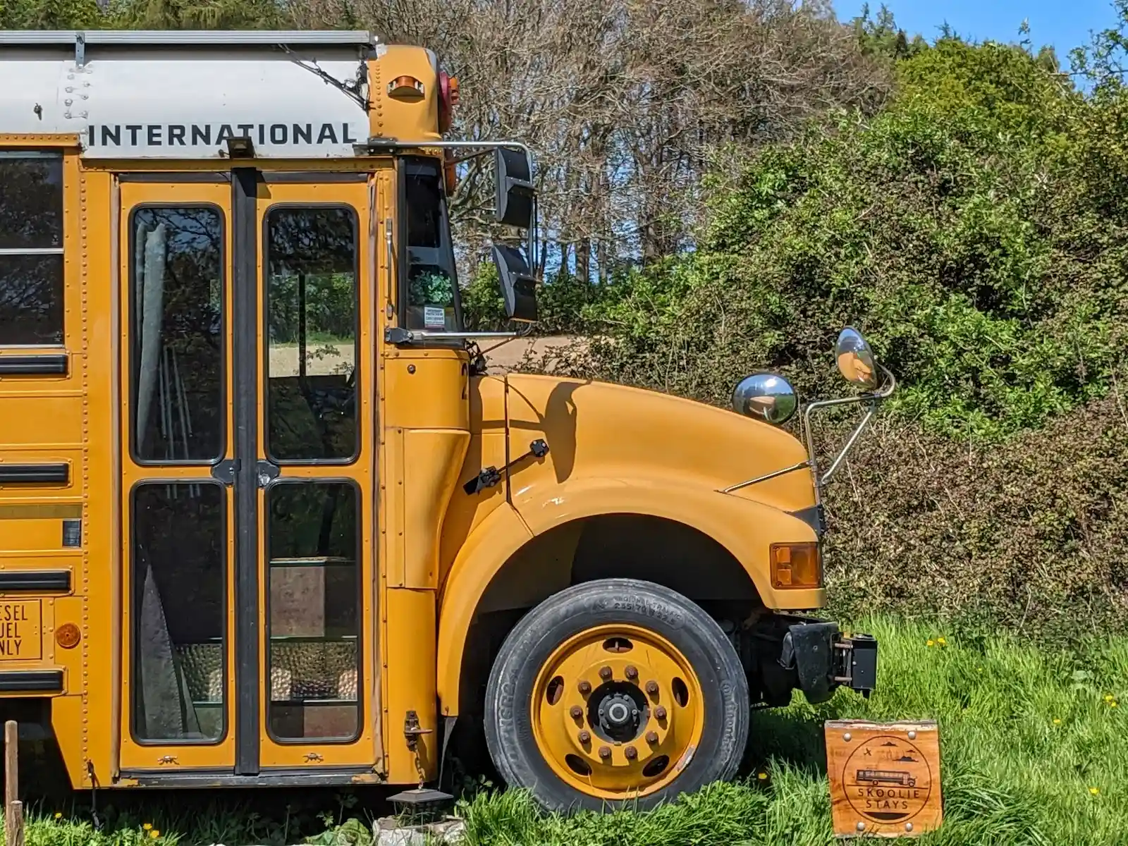 stepping onboard the skoolie stays yellow american school bus glamping